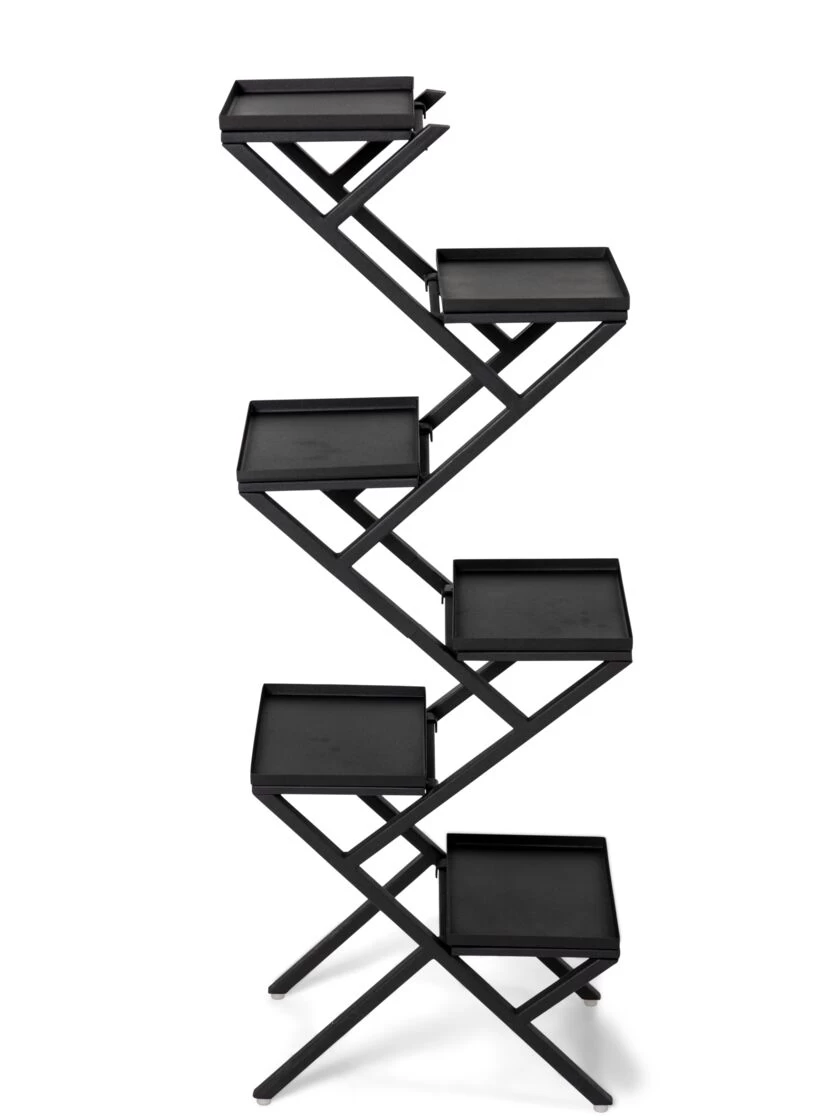 Crisscross Cascading Plant Stand With Black Trays 2 Crisscross Cascading Plant Stand With Black Trays - Image 2