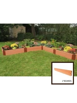 Classic Sienna Raised Garden Bed "L" Shaped With 2" Boards -Gardening Sales Store 8588255 01v sienna composite raised garden bed 2 inch l shaped