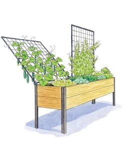 Elevated Planter Box And Space-Maker Pivoting Trellis Set, 2' X 8' 6 Elevated Planter Box And Space-Maker Pivoting Trellis Set, 2' X 8' -Gardening Sales Store 8590367 SMTrellis 8ft tif
