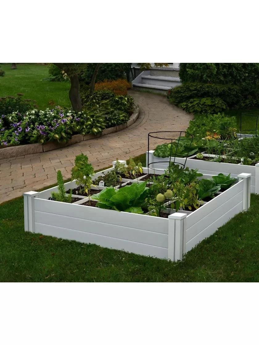 Raised Garden Bed With Grow Grid, 4' X 4' 1 Raised Garden Bed With Grow Grid, 4' X 4'