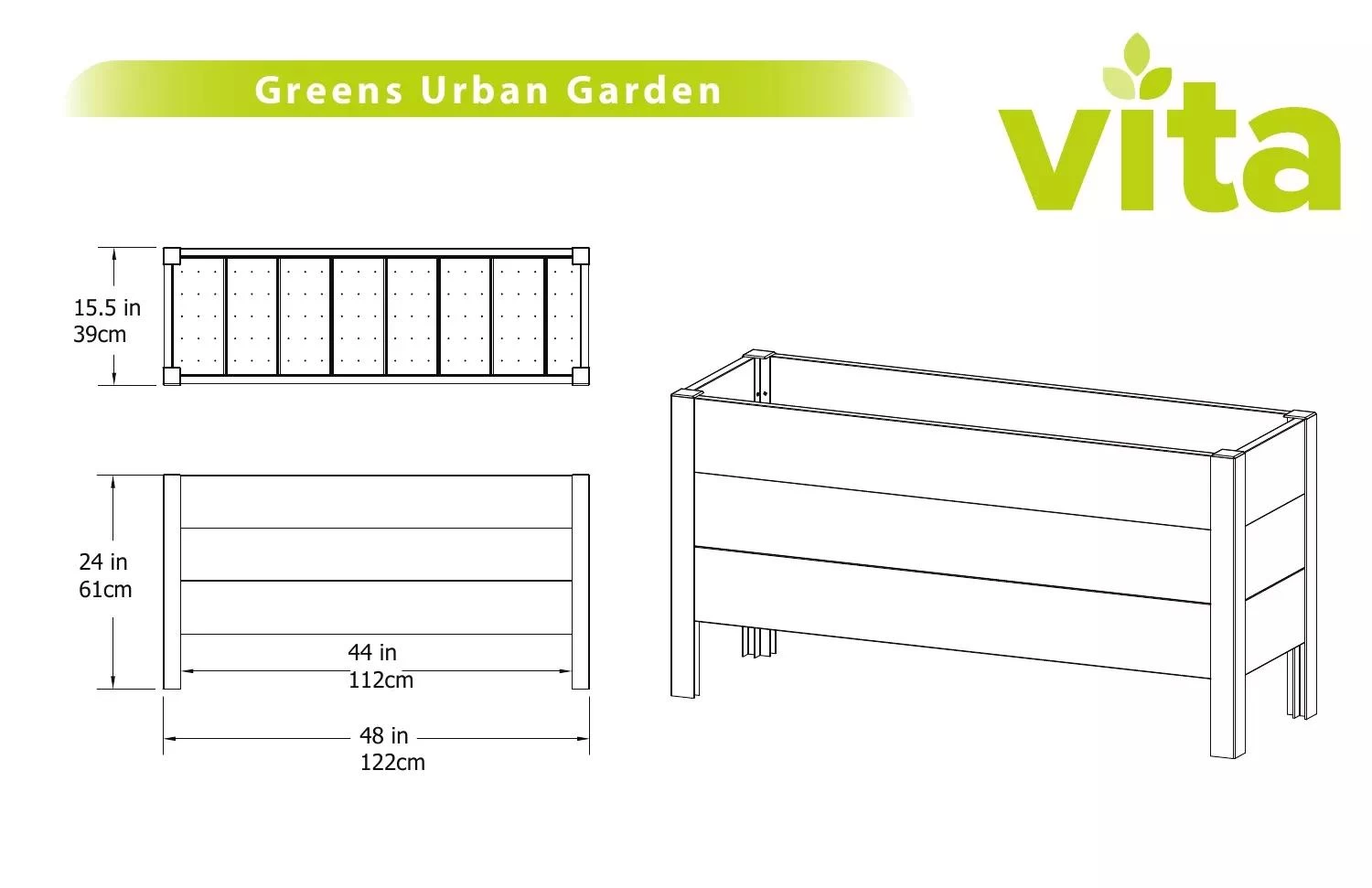 Greens Urban Elevated Garden Bed 2 Greens Urban Elevated Garden Bed - Image 2
