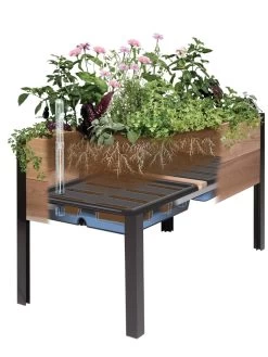 Self-Watering Eco-Stained Elevated Planter Box, 2' X 8' -Gardening Sales Store 8609009 SW insert art 2021 tif 2