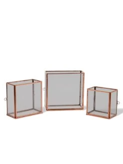 Copper And Glass Terrariums, Set Of 3 -Gardening Sales Store 8609212 0851 tif