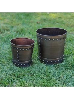 Riveted Planters, Set Of 2 13 Riveted Planters, Set Of 2 -Gardening Sales Store 8610032 01v