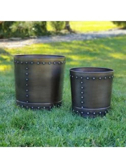 Riveted Planters, Set Of 2 10 Riveted Planters, Set Of 2 -Gardening Sales Store 8610081 01v