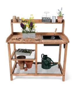 Dynamic Acacia Potting Bench With Soil Reservoir -Gardening Sales Store 8611009 005