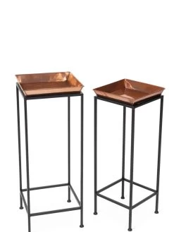 Square Nesting Plant Stands With Trays, Set Of 2 11 Square Nesting Plant Stands With Trays, Set Of 2 -Gardening Sales Store 8611014 0924 tif
