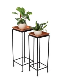 Square Nesting Plant Stands With Trays, Set Of 2 9 Square Nesting Plant Stands With Trays, Set Of 2 -Gardening Sales Store 8611014 2872 tif