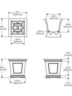 Fairfield Self-Watering Square Planter, 16” X 16” -Gardening Sales Store 8611695 19V tif