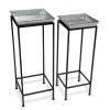Square Nesting Plant Stands With Galvanized Trays, Set Of 2