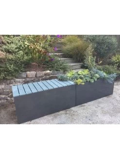 Nice Aluminum Trough Planters With Bench Top, 20"x46"x40" High