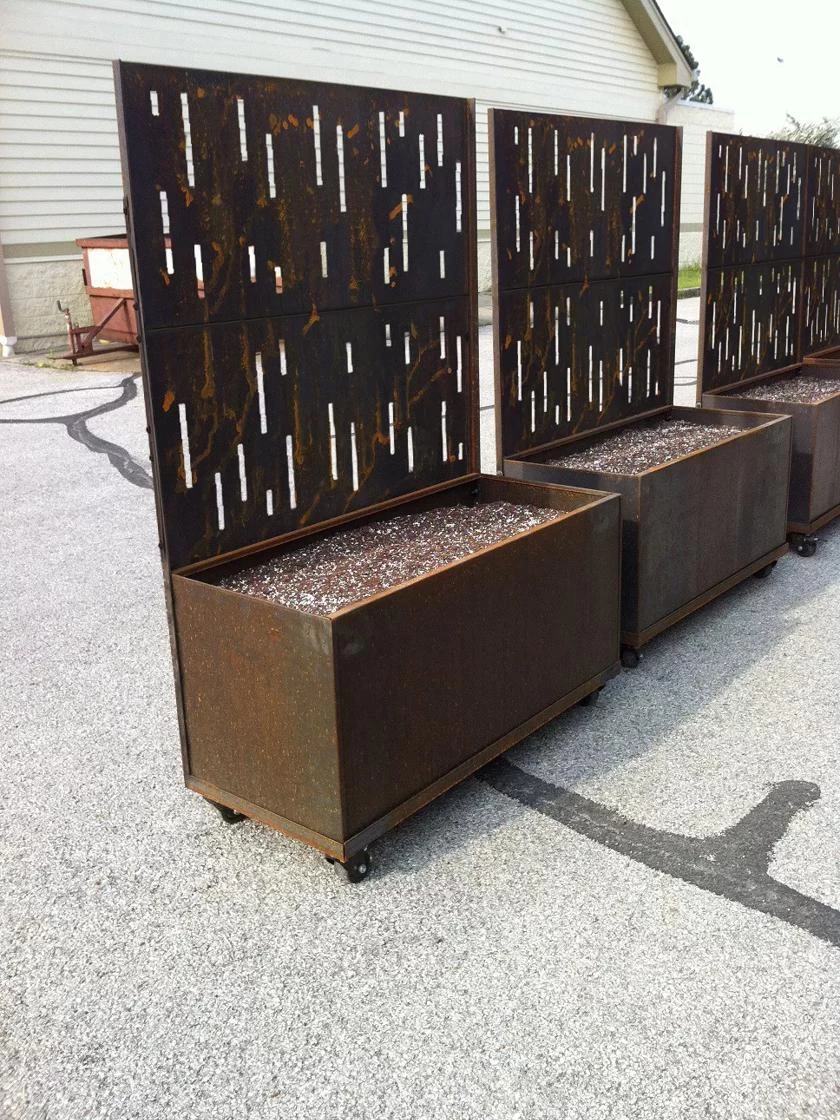Nice Corten Trough Planters With Privacy Screen 1 Nice Corten Trough Planters With Privacy Screen
