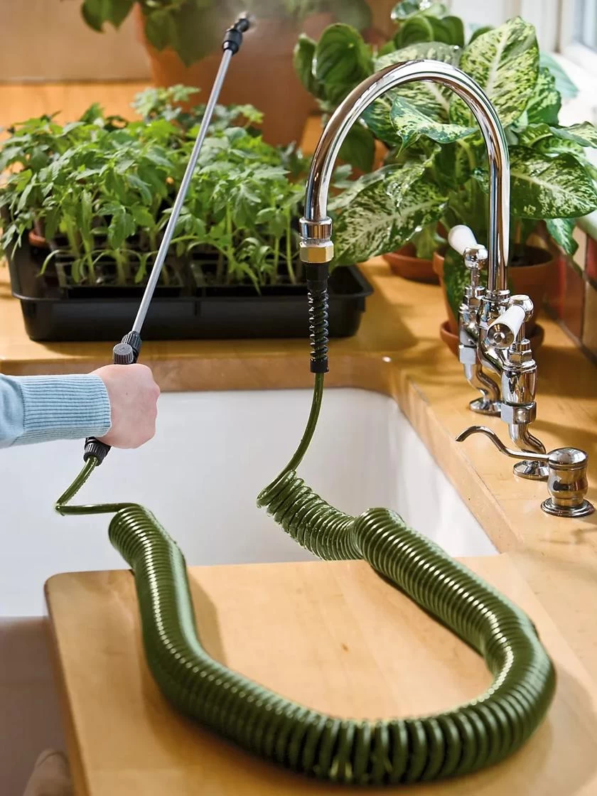 Mini Coil Indoor Garden Hose With Sprayer 1 Mini Coil Indoor Garden Hose With Sprayer